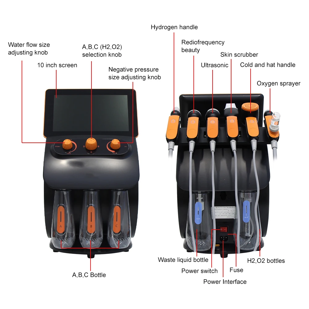 ماكينة تقشير الجلد بالأكسجين AOKO-hyden ، ماكينة تفتيح البشرة ، الهيدروجين ، الأكسجين ، الماس ، صالون التجميل ، 6 في 1 ، H2O2 ، المائية