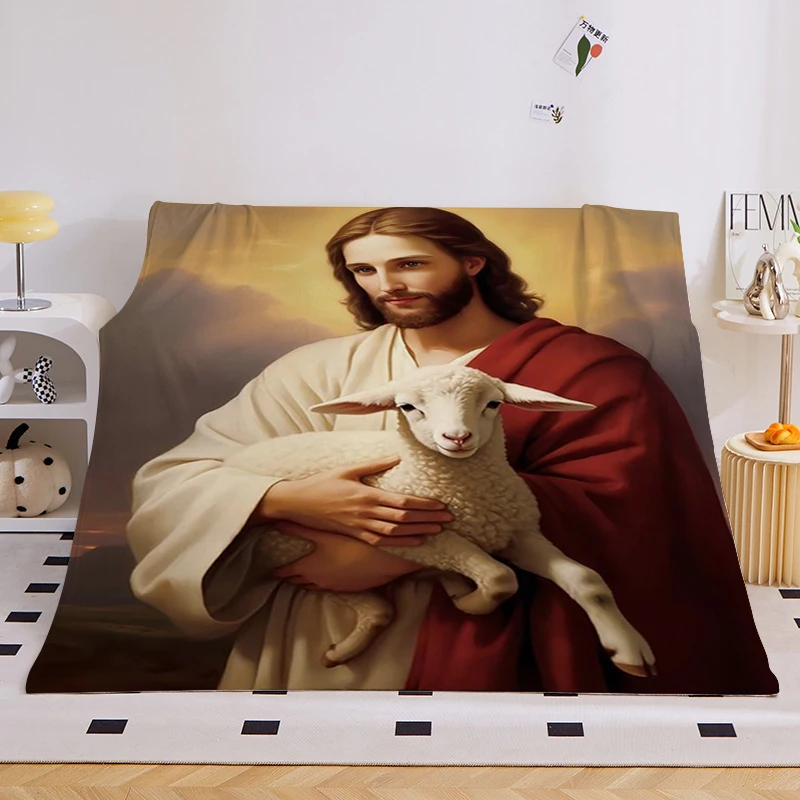 

Fleece Blanket Sofa Winter Warm Jesus Fluffy Soft Blankets Microfiber Bedding King Size Custom Bed Camping Nap Throws Gift