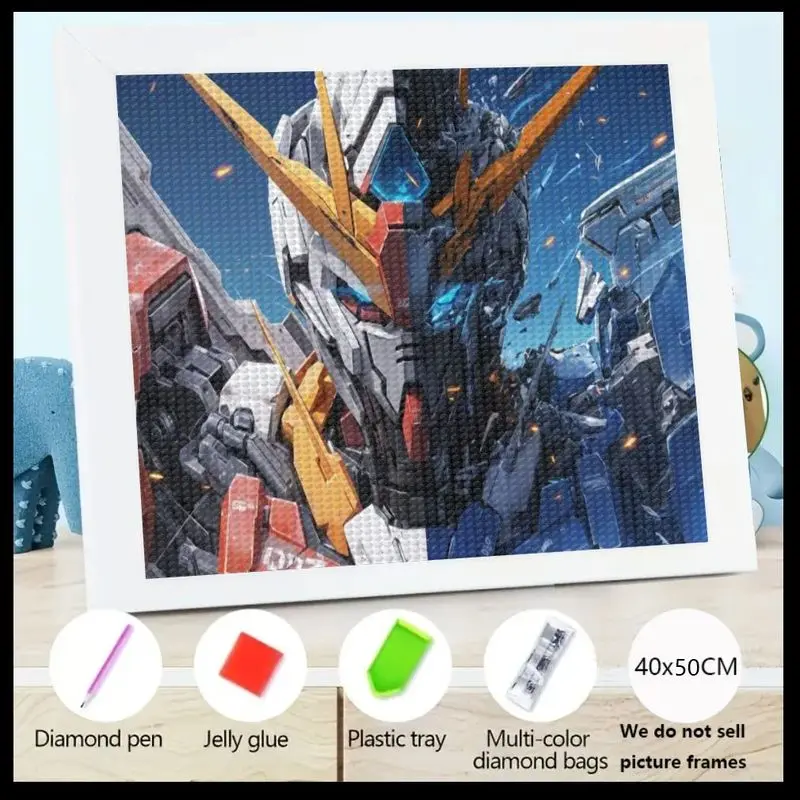 

1 шт. 5D DIY полный дрель комплект алмазной живописи, Epic Sci-Fi аниме Mecha Robot Gundam динамическая боевая сцена искусства, хрустальные стразы Em