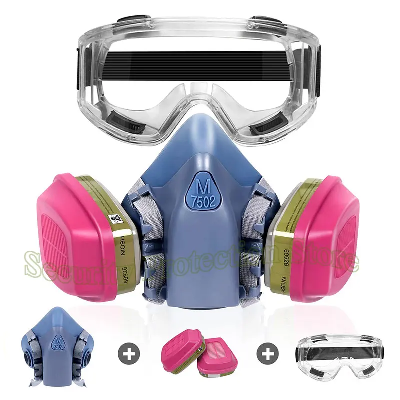 Half Face Gas Mask 7502 Reusable Respirator Mask with Filters 60926 Spray Paint Masks Respirators Epoxy Resin Against Dust Vapor