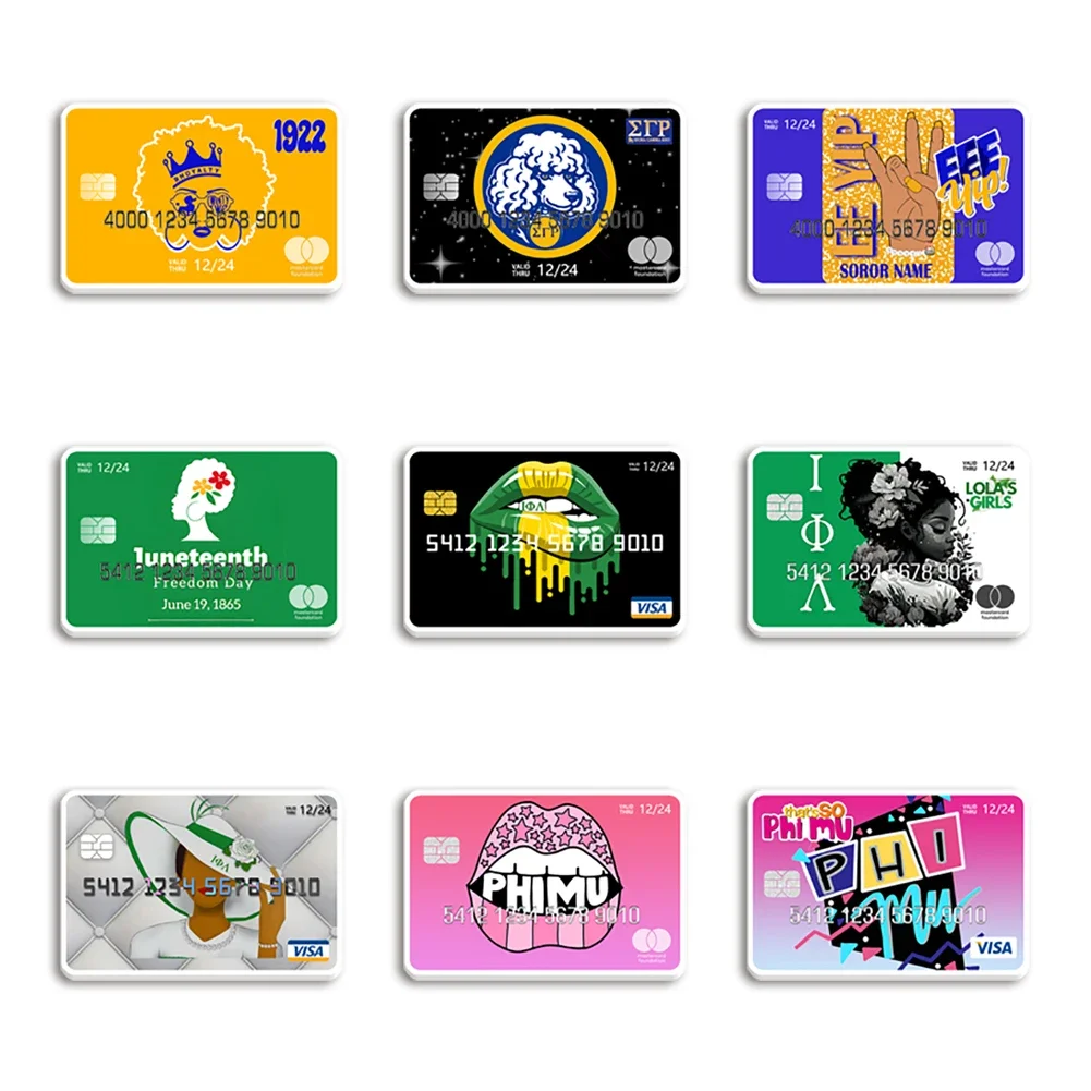 Sorority Credit Card Pattern Flat Resin Planar Clear Acrylic Glitter Acrylic For DIY Phone Case Hair Bow 10 Pieces/lot