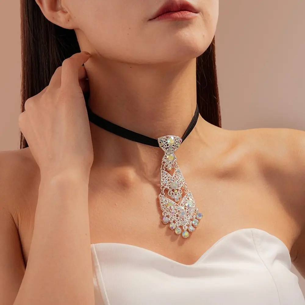 

Adjustable Rhinestone Necktie Luxury Tassel Formal Business Ties Suit Accessories Gentleman Style Crystal Necktie