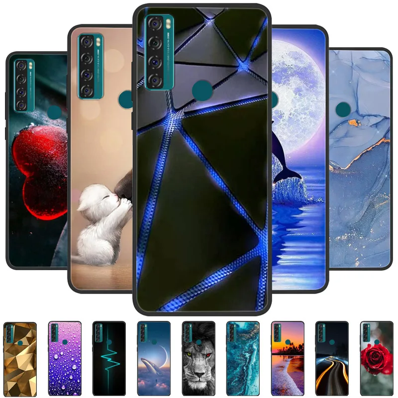 For TCL 20 SE Case Silicone Shockproof Soft Phone Cover for TCL 20 SE Case 20SE 6.82\'\' Funda Cute TPU Coque Protective Shell