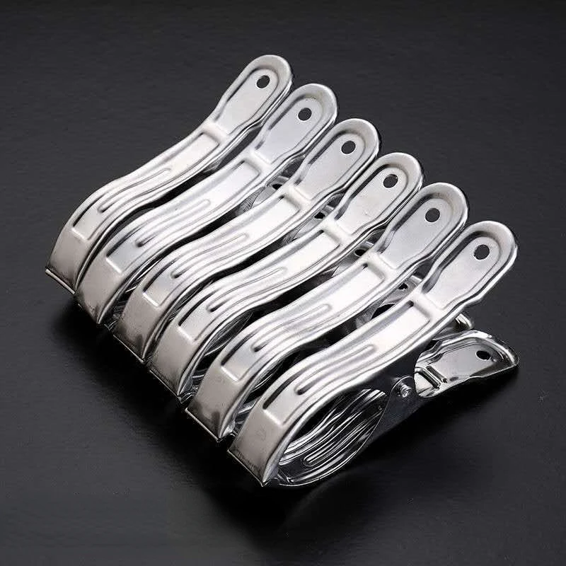 

6pcs Large clamps Stainless Steel Quilts Clamps Beach Towel Clips Windproof Clips Clothespins Quilts Hanging Peg Quilt Clamp