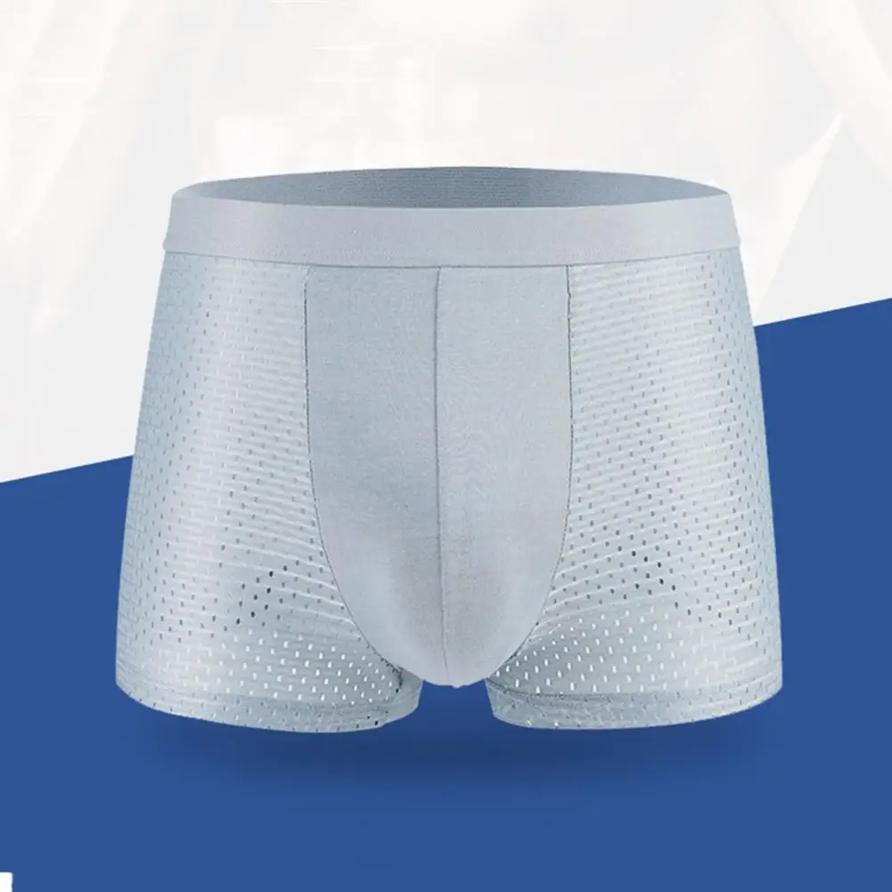 Bóxer de malla transpirable para hombre, calzoncillos con diseño convexo en U, alta elasticidad, líneas suaves, bragas para mayor comodidad