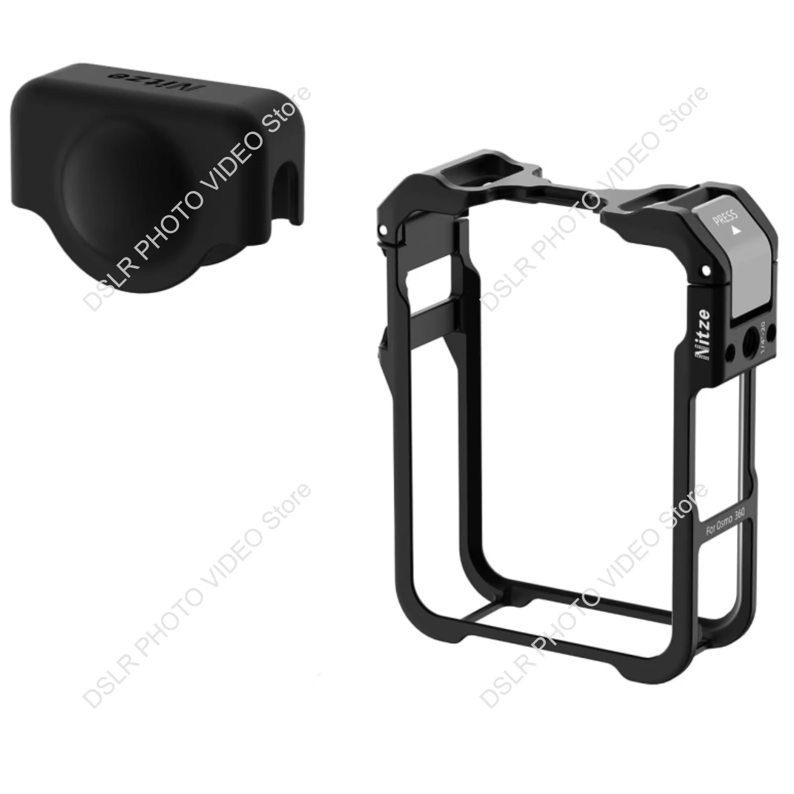 

Nitze Camera Cage for DJI Osmo 360 Action Camera, with Built-in Cold Shoe, Silicone Lens Cap
