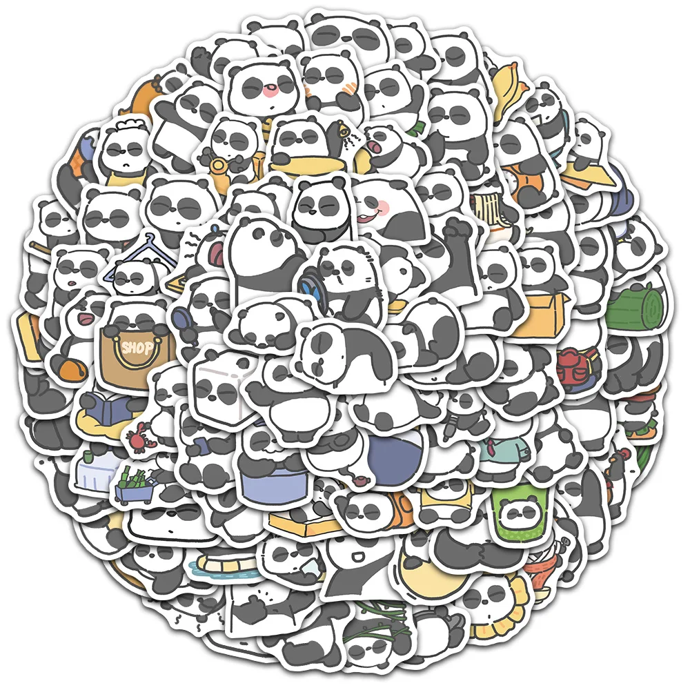 100 Stück süße und lustige Riesen-Panda-Leben-Graffiti-Aufkleber, Panda-Enthusiasten, DIY, Sammelalbum, Telefon, Laptop, Gitarre, Rahmen, Bilderbuch