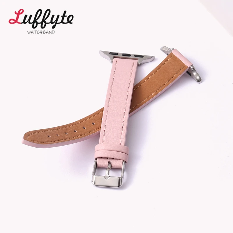 Slim Leather Strap for Apple Watch Band 49mm 44mm 45mm 41mm 40mm 42mm 38mm Bracelet for IWatch Series 3 4 6 SE 7 8 9 Ultra 2