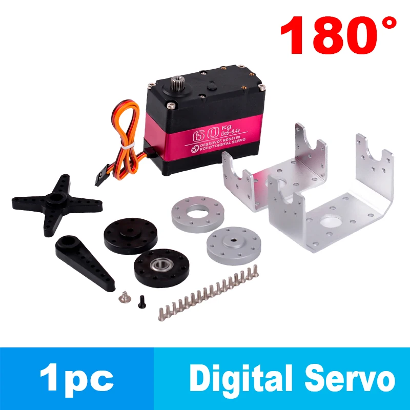 60kg.cmデジタルロボットサーボ高トルクメタルギア270/180度7.4V 18TメタルサーボアームホーンU字型ブラケットDIYロボット用