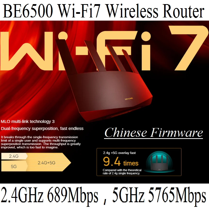 4*2.5Gbps RJ45, IEEE 802.11be WiFi-7 Router BE6500 WiFi7 Wireless Mesh Router Dual-frequency Wireless Router 2.4G 689M, 5G 5765M