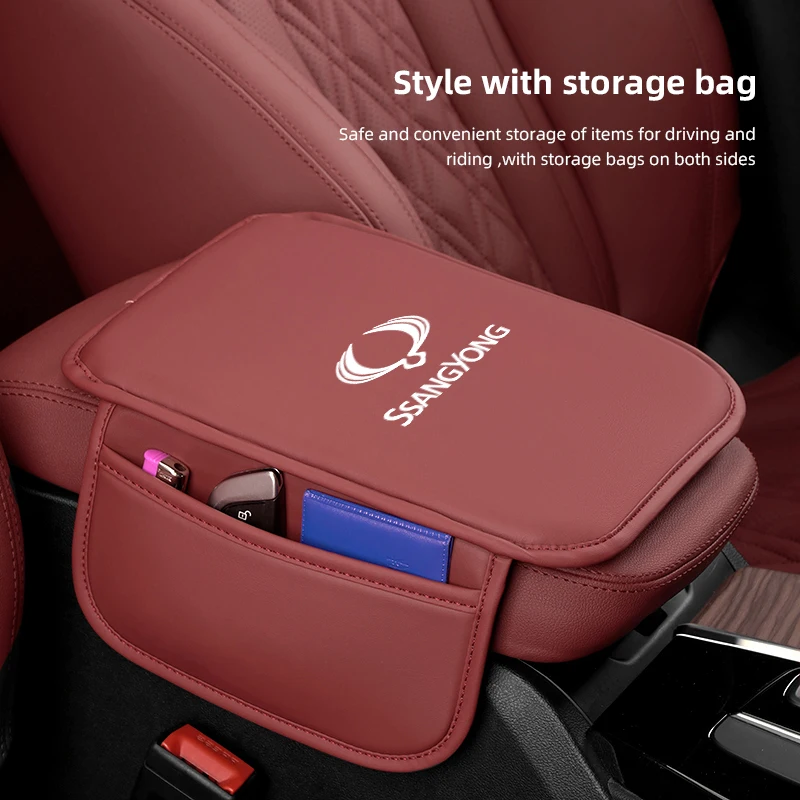 Compartimento central para coche, reposabrazos, almohadilla protectora, caja de almacenamiento, cubierta para SsangYong 2019 Korando 2015 Actyon Kyron Rexton RODIUS
