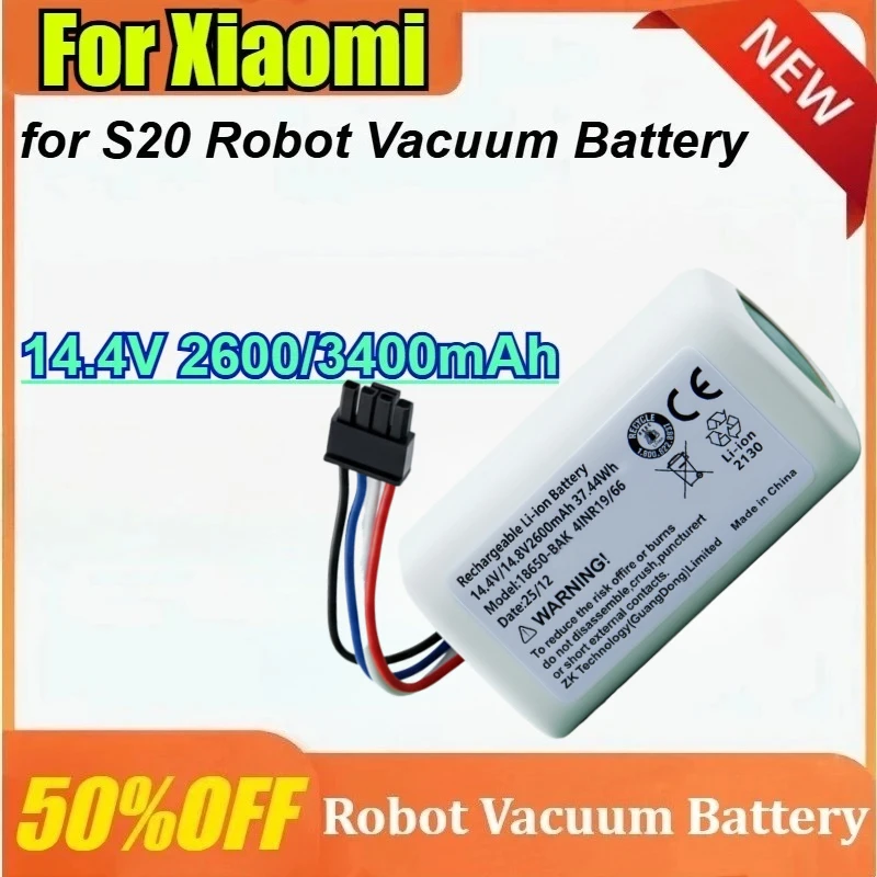 

New for Xiaomi S20 Mop 2 Lite MJSTL 14.4V 2600/3400mAh Rechargeable Robot Vacuum Battery