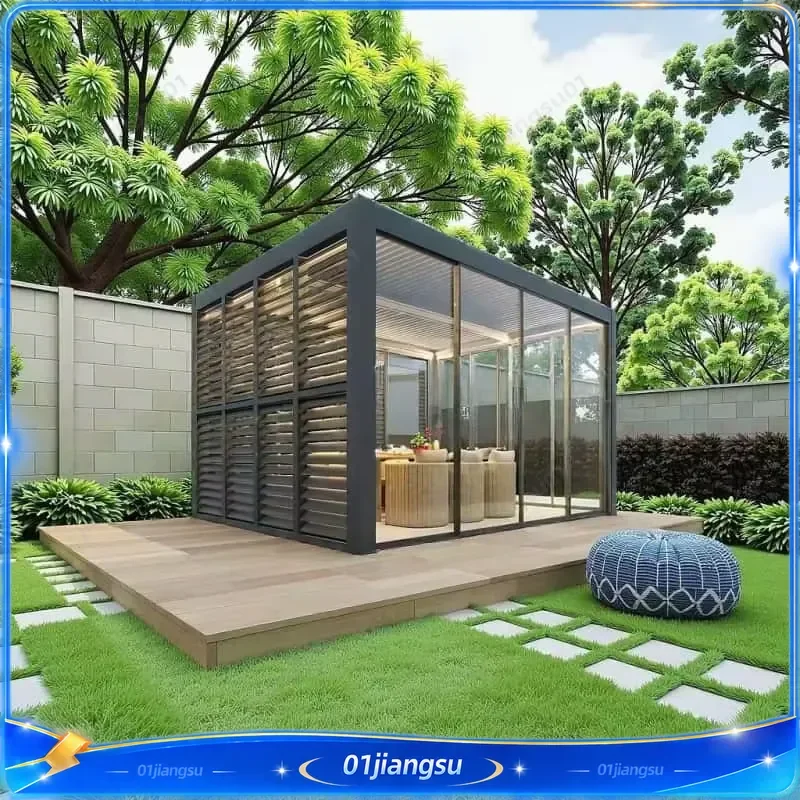 3x4m Bioclimatic Aluminum Pergola Motorized Louvered Roof Waterproof Gazebo Luxury Modern Garden Outdoor Furniture Patio