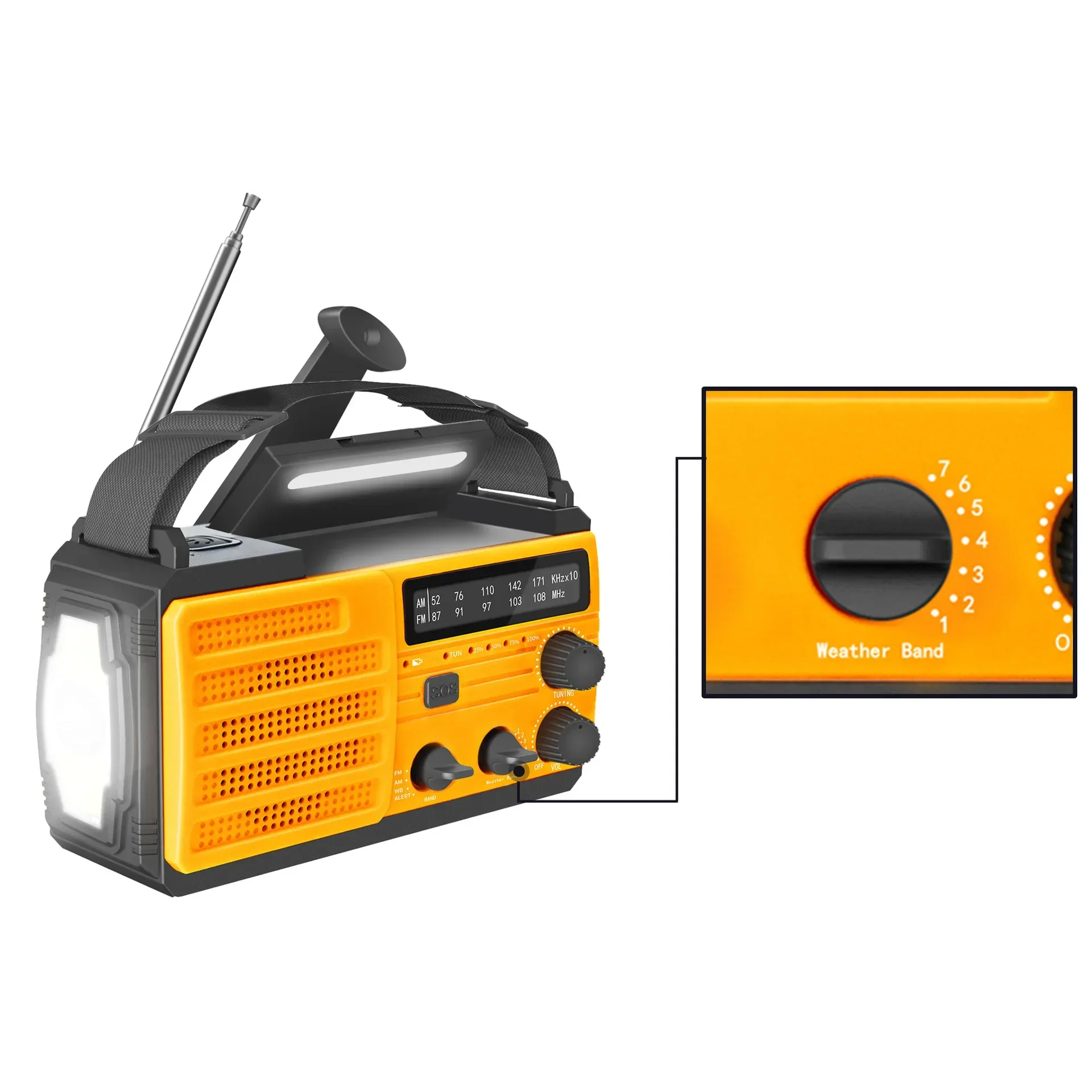 Radio Solar multifuncional, dispositivo de carga manual, portátil, de emergencia, cargador para exteriores, 2024