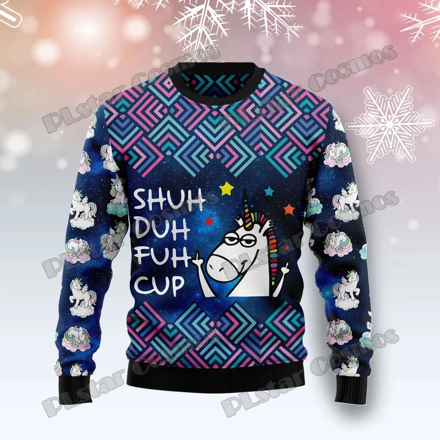 Unicorn Christmas Is Magical 3D All Over Printed Men's Ugly Christmas Sweater Winter Unisex Casual Knit Pullover Sweater ZZM34