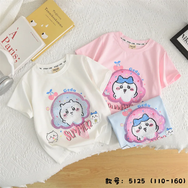 

Wholesale baby girls tshirt solid color short sleeves children fashionable summer cotton clothes