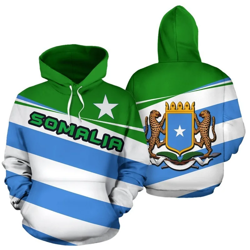 Africa Somalia Flag Map 3D Print Hoodie For Men Clothes National Emblem Graphic Sweatshirts Casual Boy Tracksuit Kids Pullover