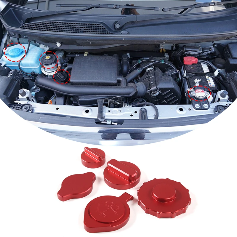 

5Pcs Aluminum alloy red For Honda N-BOX 2017-2021 car cabin oil cover decoration sticker car interior protection accessories