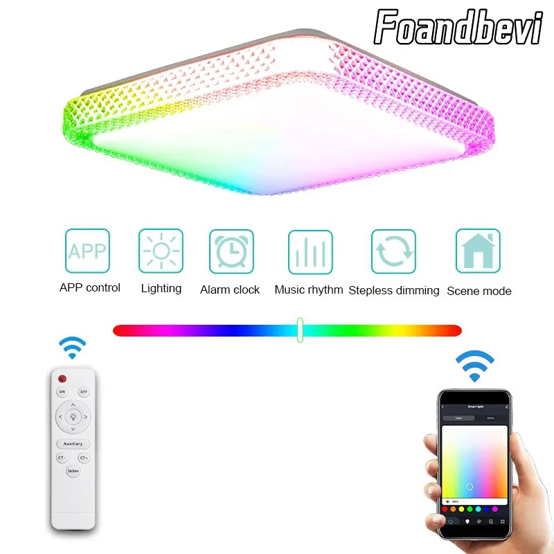 Foandbevi Smart WIFI LED Ceiling Light RGBCW Dimmable TUYA APP Compatible with Alexa Google Home Bedroom Living Room Ambient