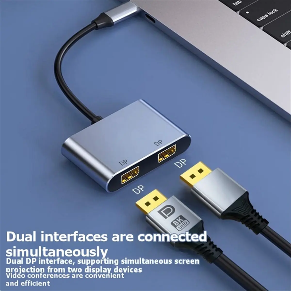 L77A USB-C to Dual 8K DisplayPort Splitter Adapter Type C to Displayport Dual Monitor Converter 8K 60HZ USB C Displayport Hub