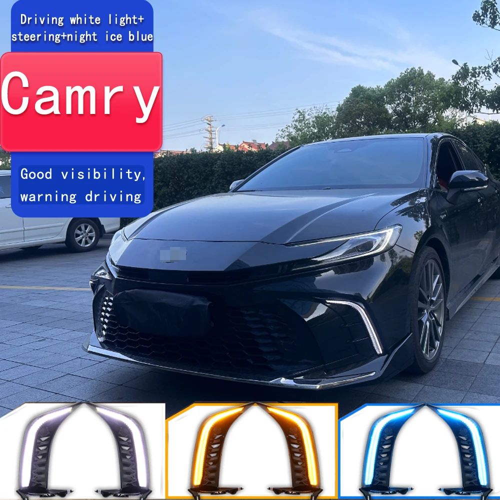 

Car LED Front Bumper Daytime Running Light DRL For Toyota Camry SE XSE 2024 2025 White Yellow Blue Driving Turn Signal Light 12V