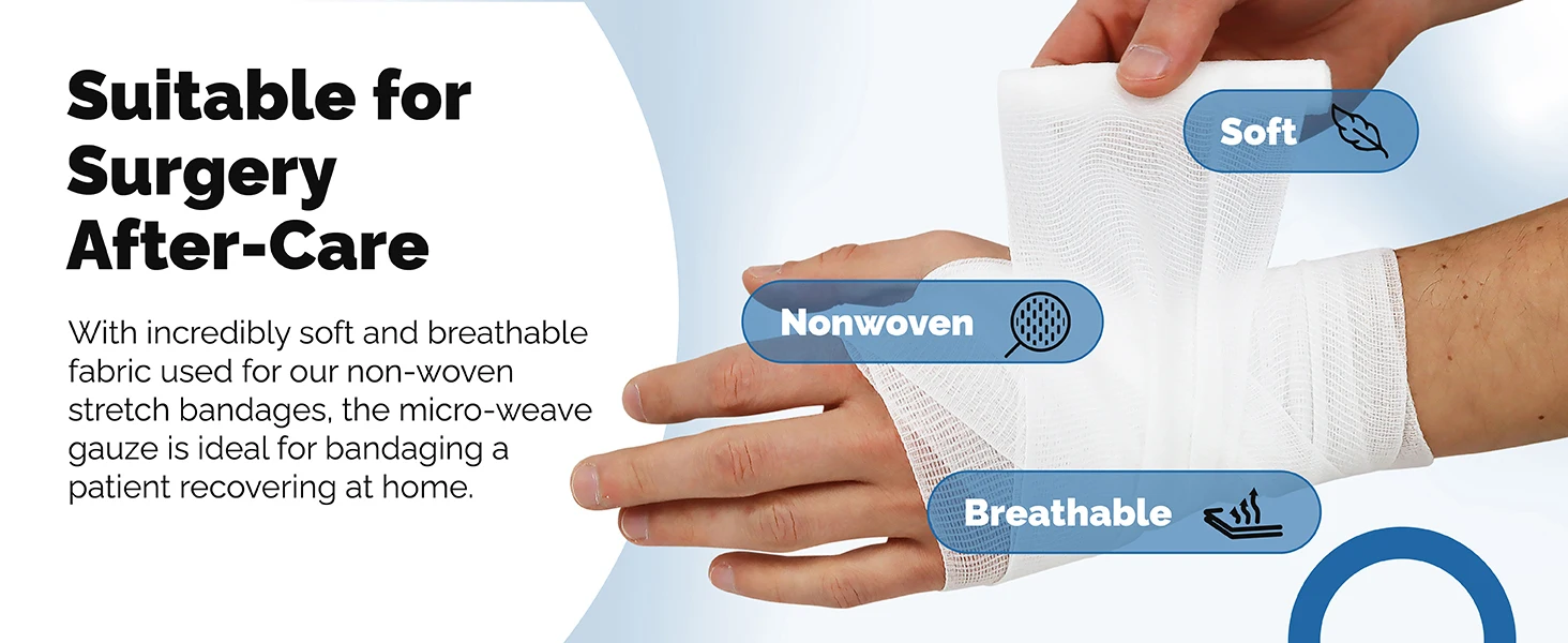 12 Rollen Mullbinde mit Klebeband, weicher, dehnbarer und atmungsaktiver Verband für Wundversorgung, Erste Hilfe und Sportbedarf – Weiß – Detail 27