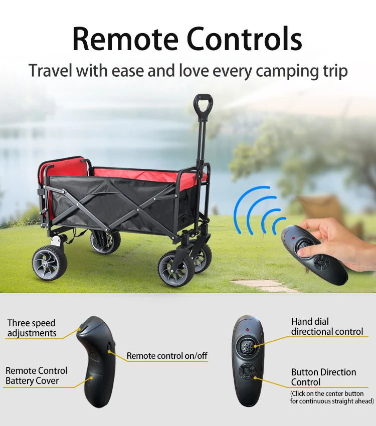 Electric Camping Wagon Cart Foldable 2000mAh Electric Powered Assistance Collapsible for Outdoor Use Camping Fishing Shopping - view 4