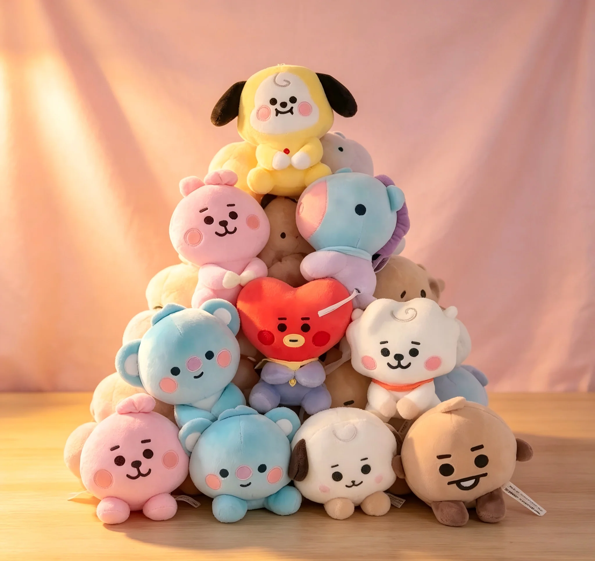 BT21-Chimmy Cooky Koya Shooky Tata Anime Peripheral,Cute Cartoon Keychain Backpack Decor,Personality Doll Pendant for Fans