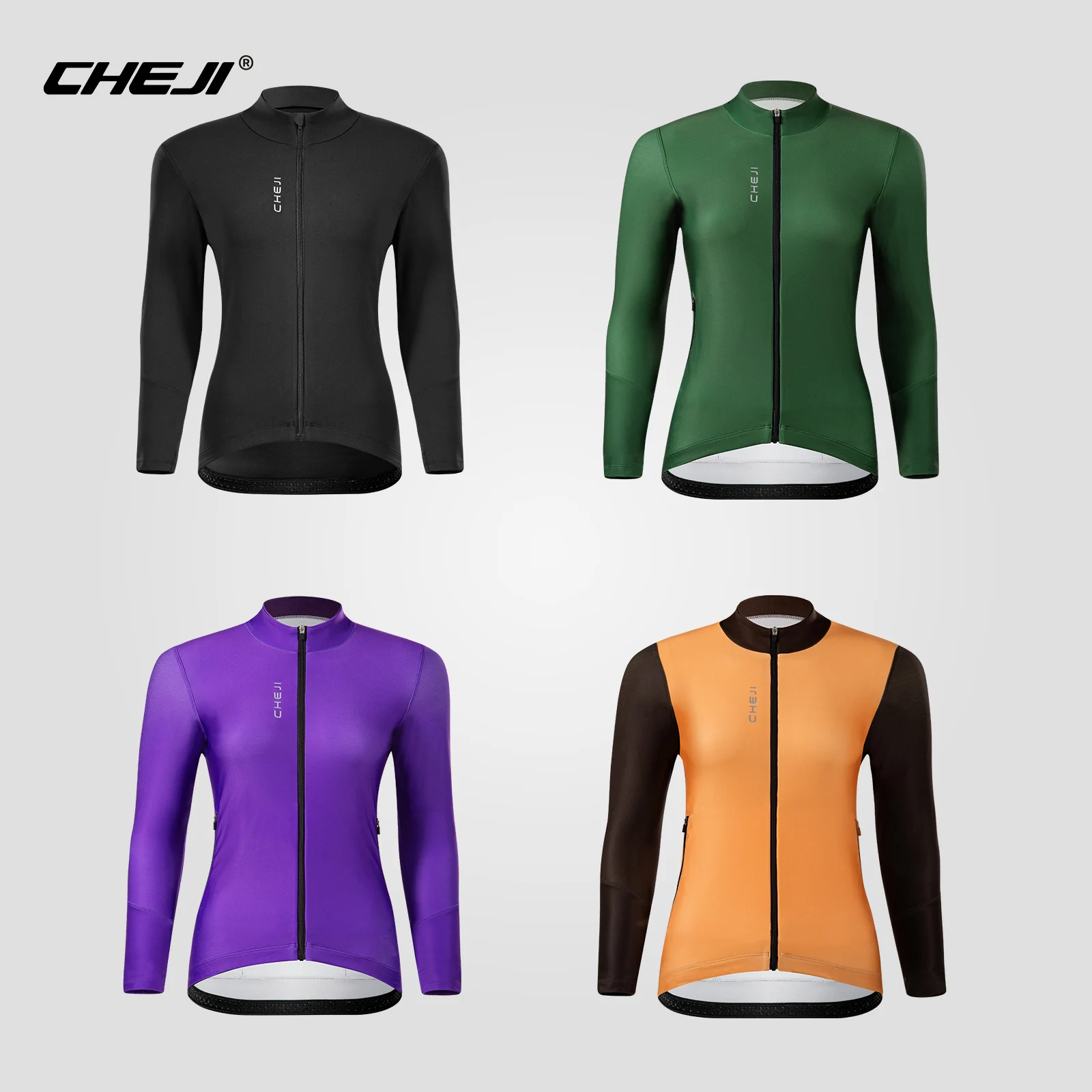 CHEJI Winter Women Cycling Jackets Jerseys Long Sleeves Full-zips Fleece-Lined Clothes Riding Sport Breathable Slim Ciclismo