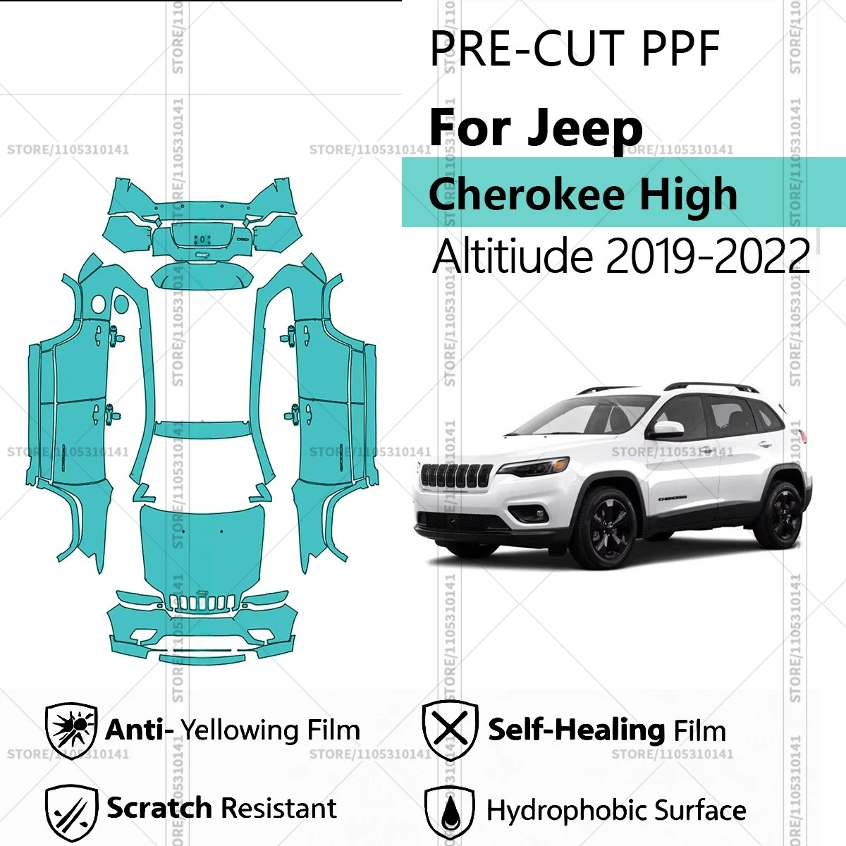 

Предварительно нарезанная прозрачная защитная пленка PPF для автомобилей, профессиональная автомобильная пленка PPF для Jeep Cherokee High Altitude 2019-2022