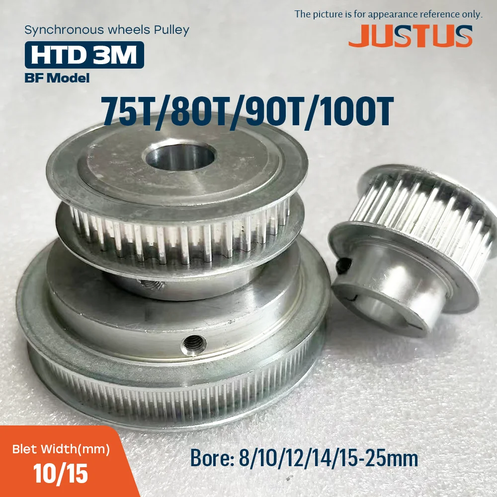 

Синхронные шкивы HTD 3M 75T 80T 90T 100T с отверстием 8/10/12/14/15-25 мм для ремня шириной 10/15 мм, для ременных приводов и деталей 3D-принтеров с ЧПУ