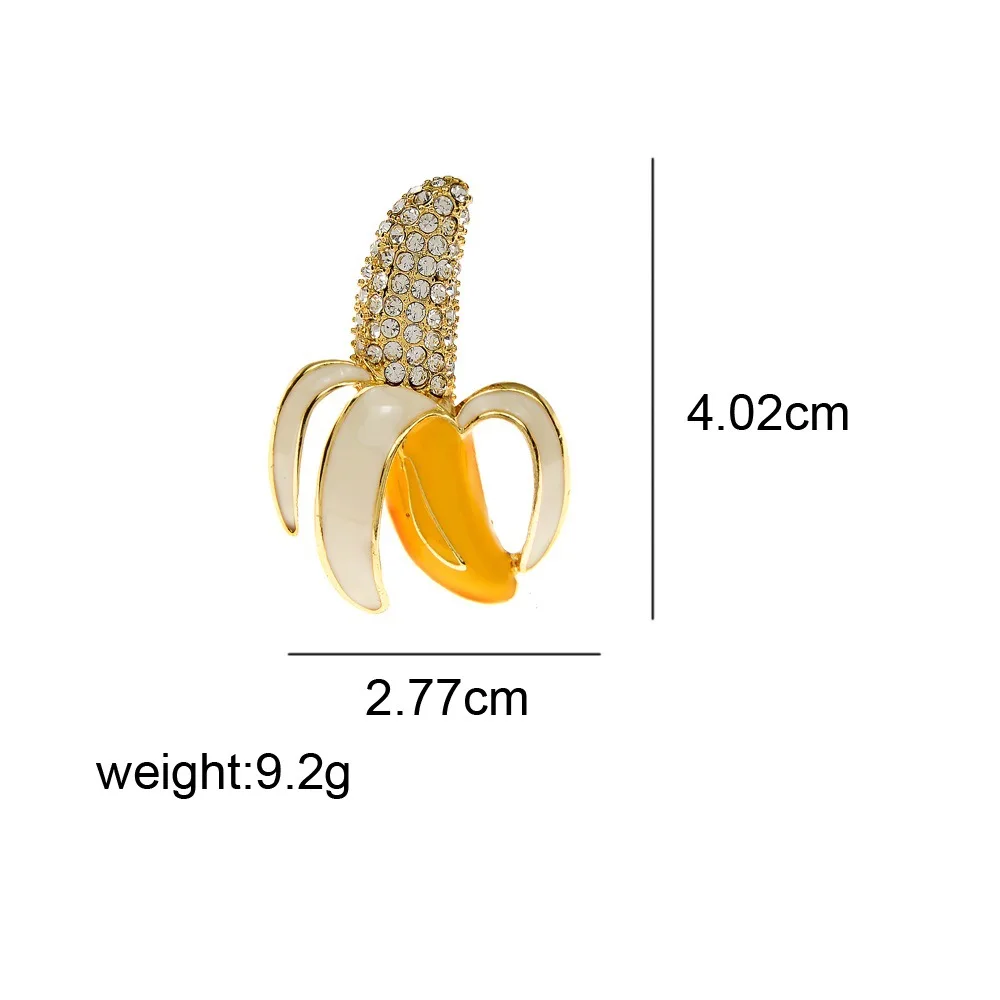 Trendy Sparking Rhinestone Banana Brooches For Women Cute Sweet Fruit Brooch Clothes Casual Party Accessories Pins Jewelry Gifts