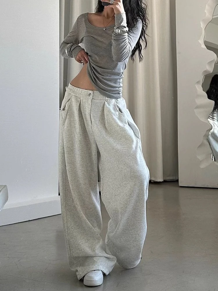 Women Wide Leg Sweatpants American Vintage Baggy Joggers Spring Summer Slouchy Floor Length Hop Streetwear Casual Pants