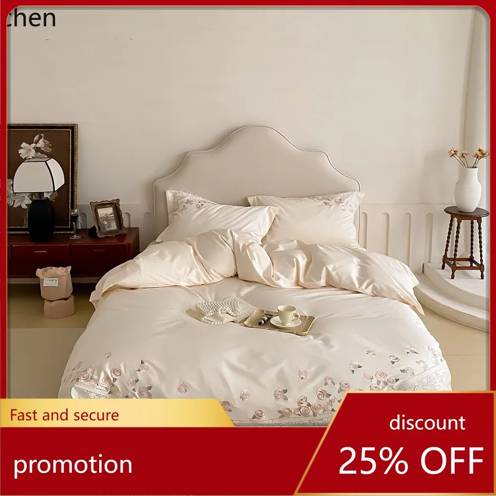 

HXL Elegant Rose Lace Appliqué Embroidered Bedding Four-Piece Set