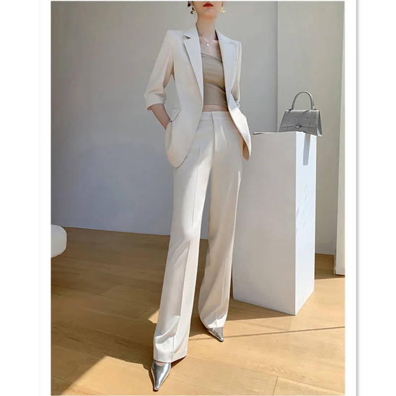 Senior sense of suit suit female 2023 summer thin style temperament Yinglun style abito professionale abiti da lavoro SET da 2 pezzi