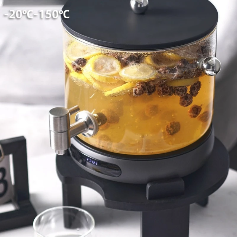 Nordic Glass Water Dispenser with Spigot Large Capacity Heat Resistant Iced Tea Pitcher for Fridge Cold Brew Lemonade Jug