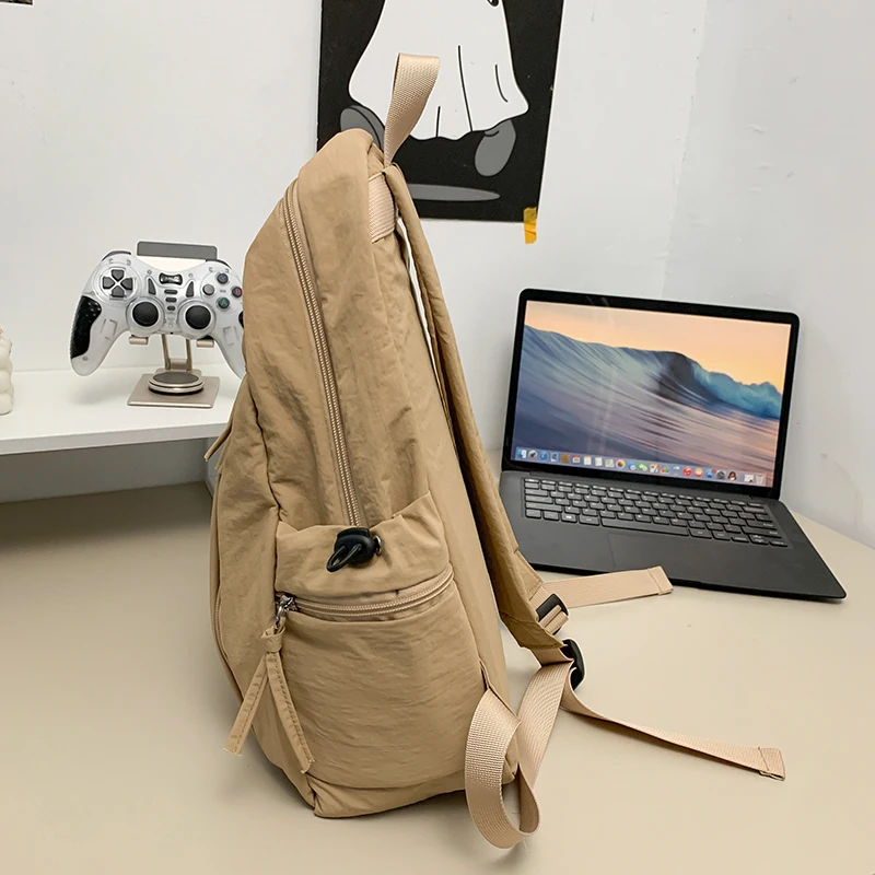 Waterproof Nylon Backpacks Women Large Capacity Solid Leisure Or Travel Bags Solid Black Light School Bags Korea Style Packages