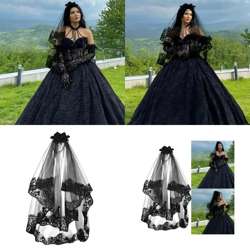 

R1WE Luxurious Short Wedding Veils Stylish Temperament Veils with Comb Event Ladies