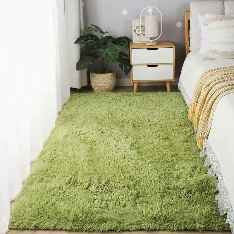 Shag Living Room Silk Wool Carpet Home Bedroom Bed Full Floor Mat Nordic Sofa Non-Slip Mat Simple Wind Plush Cushion