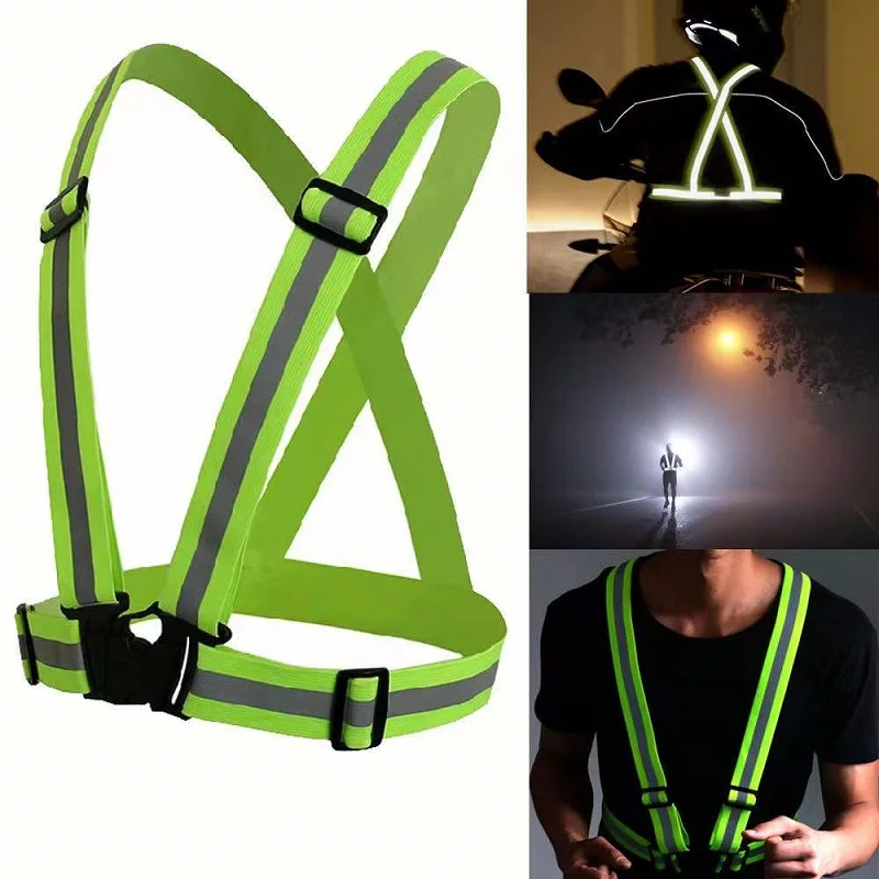 Bande réfléchissante de haute luminosité, gilet de sécurité réglable pour le Jogging nocturne, la course à pied, le vélo