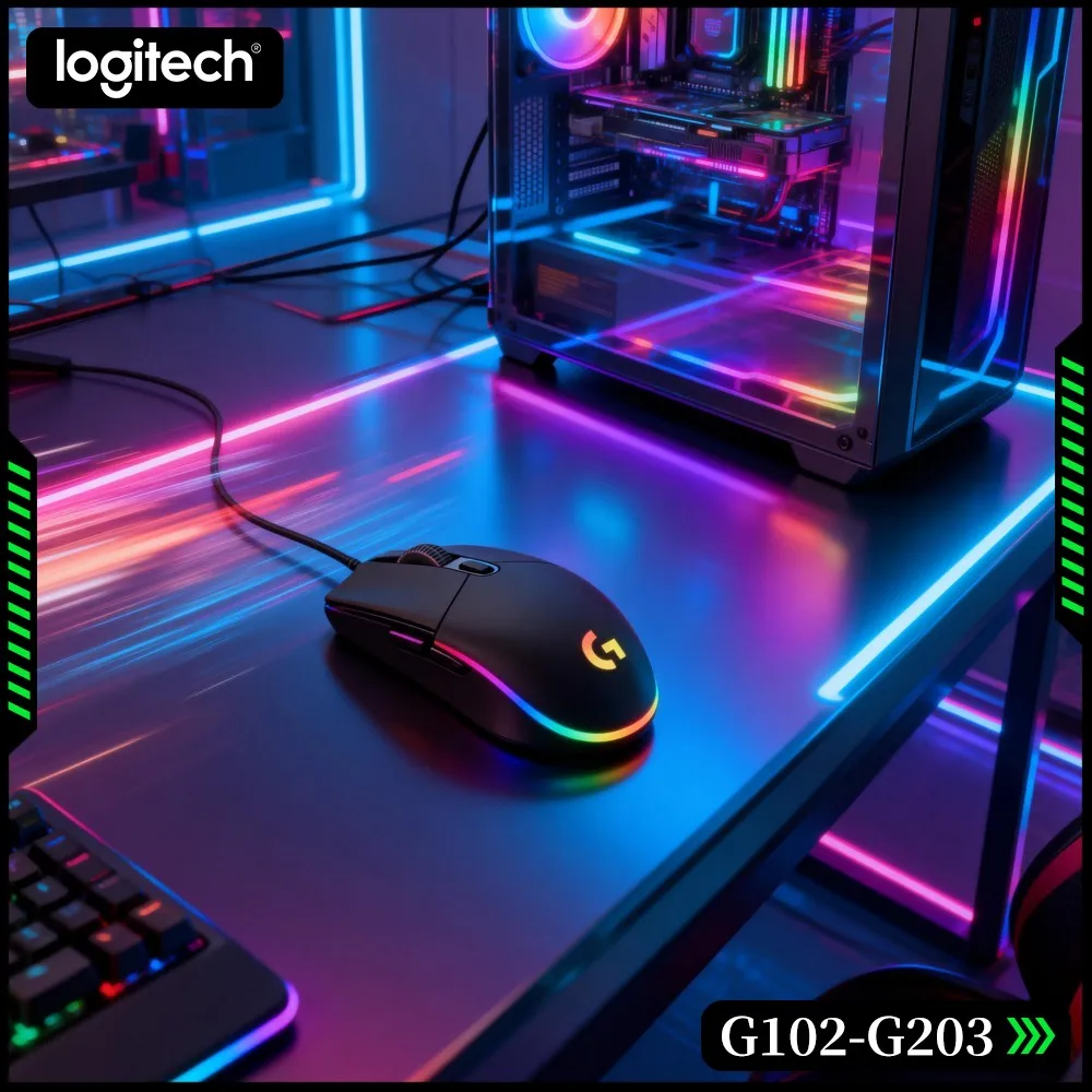 Logitech G102 Wired Gaming Mouse, 8000 DPI HERO Sensor, RGB Sync, Comfort Grip For Long Sessions