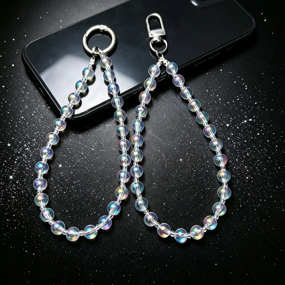 Universal Anti-Loss Cell Phone Chain Lanyard Stylish Glitter Crystal Bead Phone Charm Strap Ideal Gift Phone Accessory for Women