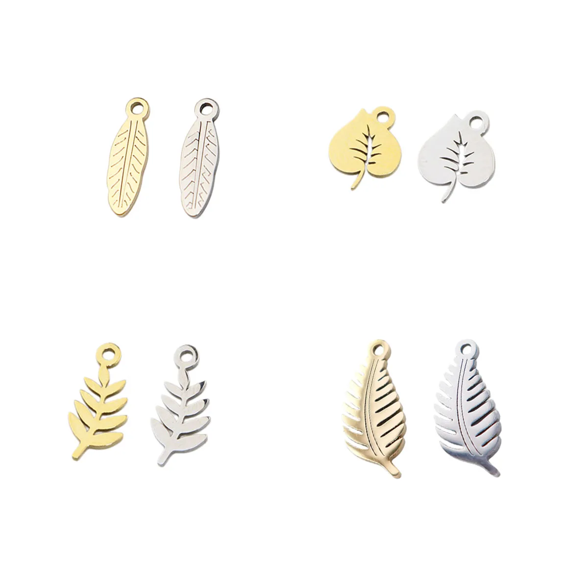 10pcs 304L Stainless Steel Mirro Polished Leaf Girl Necklace Earring Charms Componets PVD Plated DIY Handmade Jewelry Accessory