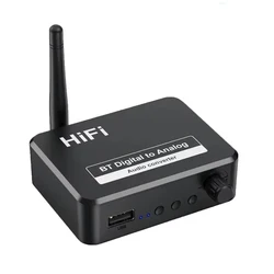 Digital to Analog Audio DAC Converter Adapter Digital SPDIF Optical Toslink to 3.5mm 3.5 AUX Jack RCA L/R Bluetooth 5.0 Receiver
