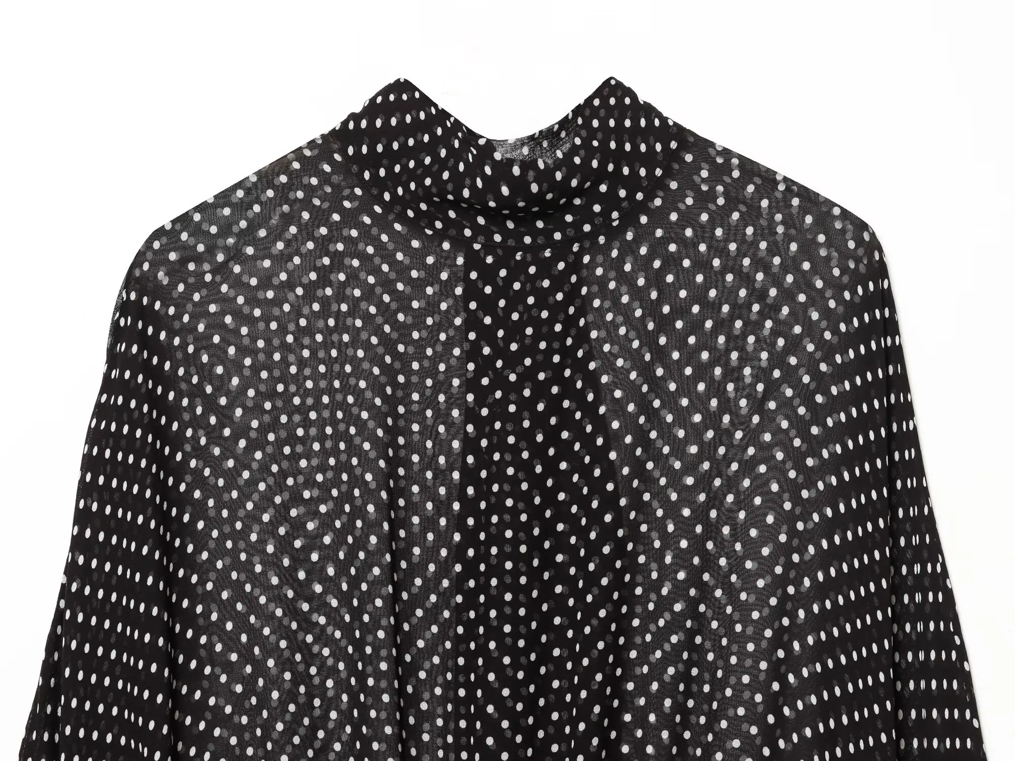 KONDALA بلوزات شيفون مثيرة مطبوعة بنقاط وأكمام طويلة وربطة عنق قمصان فضفاضة موضة 2026 لربيع وصيف ملابس علوية شفافة أنيقة