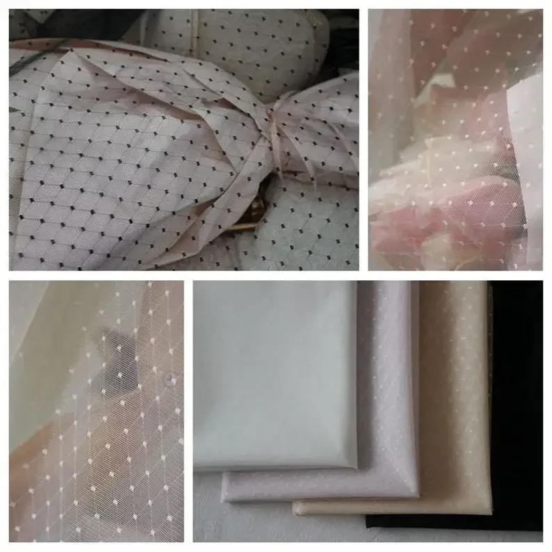 

4 colors white black dot polka Lace Fabric Dots Mesh Tulle fabric For Girl Dress Tutu Dress Wedding Dress Bridal Veil 1 Yard