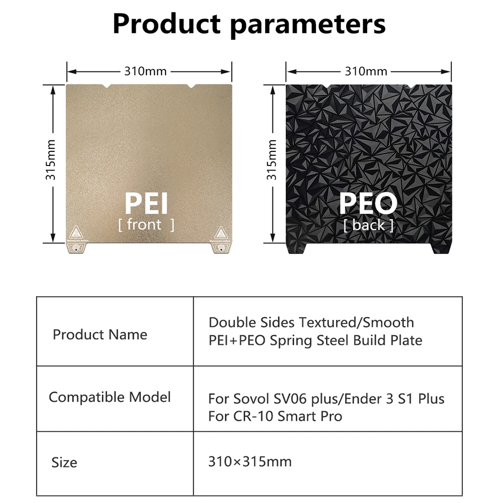 PEO PET PEI Spring Steel Plate 3D Printer Hotbed For Creality K1 Heatbed Build Plate For K1 Max Ender-5 S1 Ender-3 S1 S1 Pro