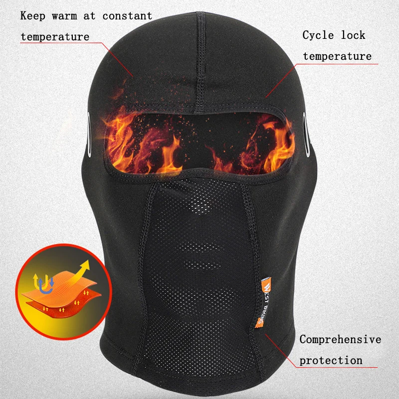 Winter Windproof Warm Riding Hat Motorcycle Helmet Liner Bike Headgear Breathable Warm Windproof Sports Headwear Face Mask