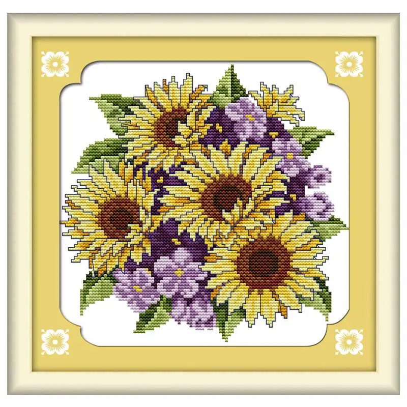 Unity Sunflower Patterns Counted Cross Stitch Set 11CT 14CT 16CT Stamped DMC Cross-stitch Kit Embroidery Needlework Home Decor