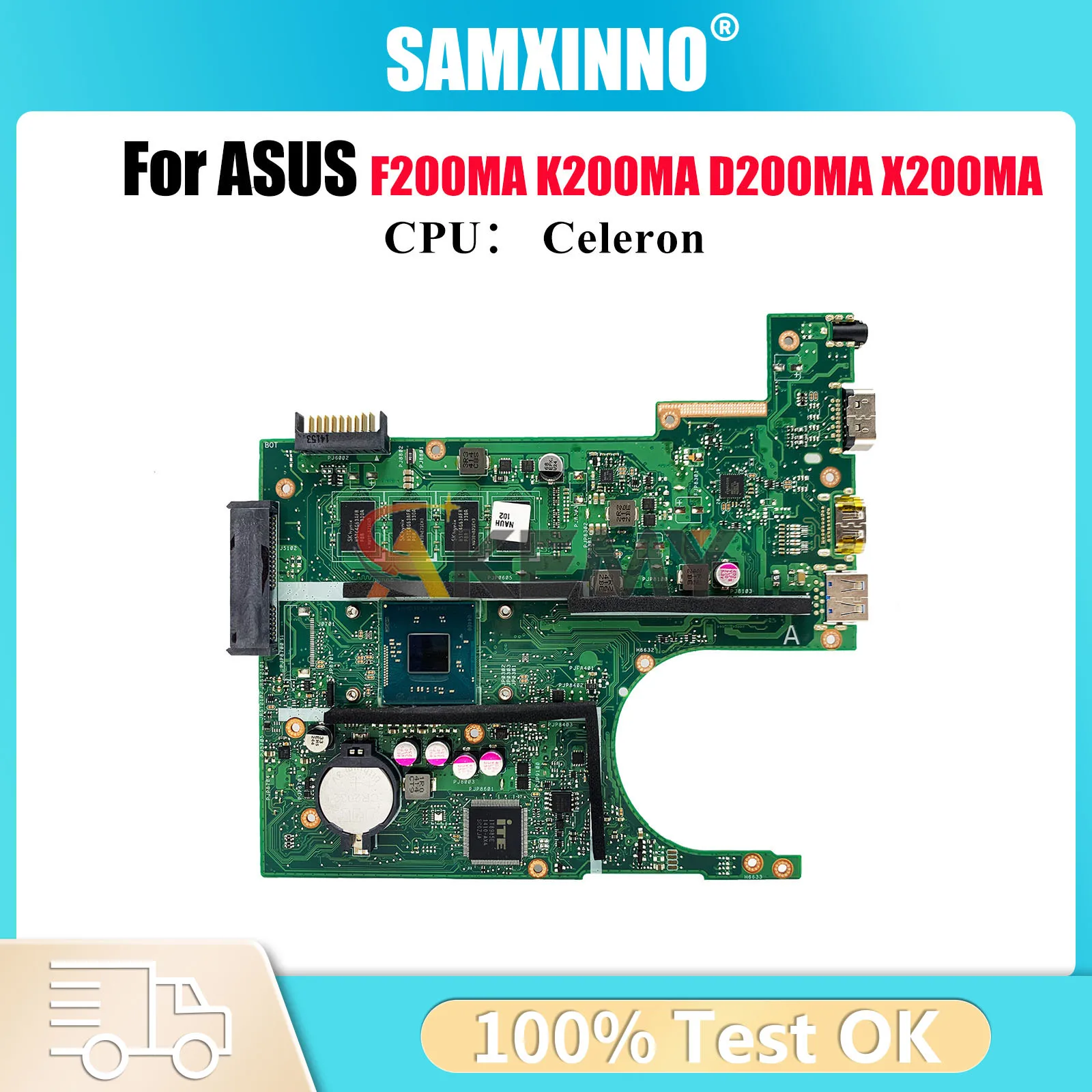 

X200MA Laptop Motherboard For ASUS VivoBook X200M D200MA X200MA F200MA K200MA Notebook Mainboard With Celeron CPU 100% tests OK